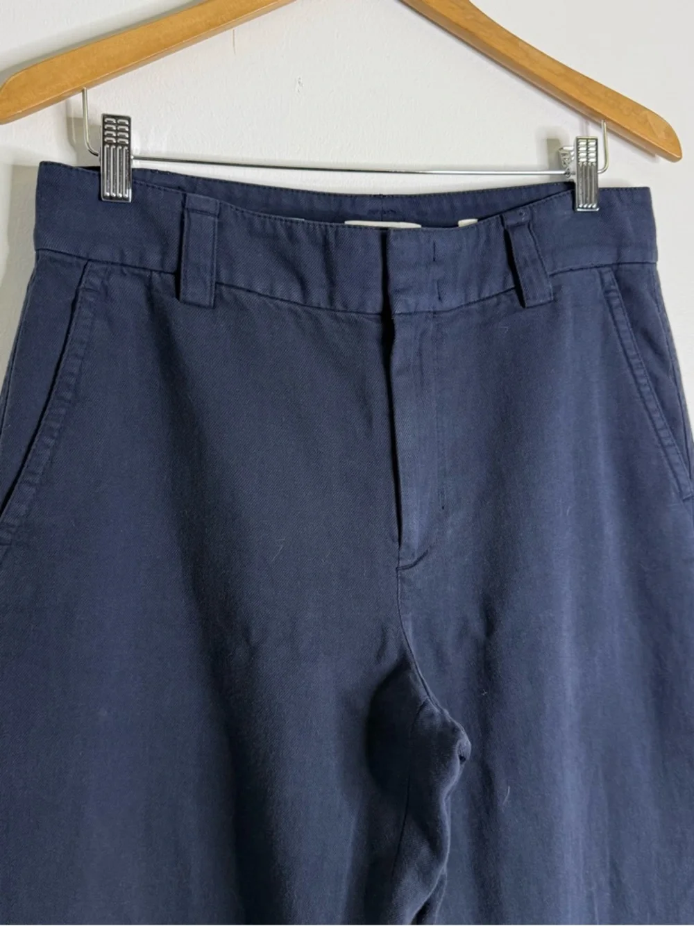 Vince Wide Leg Pants Size 10 Navy Blue High Rise Tailored Trouser Italy Fabric